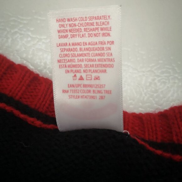 Holiday Time Ladies Black with Red Trim Christmas Sweater - Picture 4 of 6